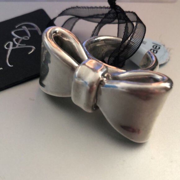 E&L Israel Sterling Silver Electroform Bow Ring Sz.6-6.5 - Picture 2 of 16
